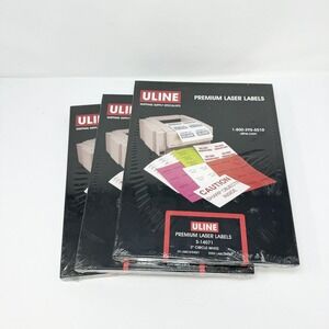 (3) Uline Premium Circle Laser Labels -‎ White, 2" # S-14071 - SEALED $93